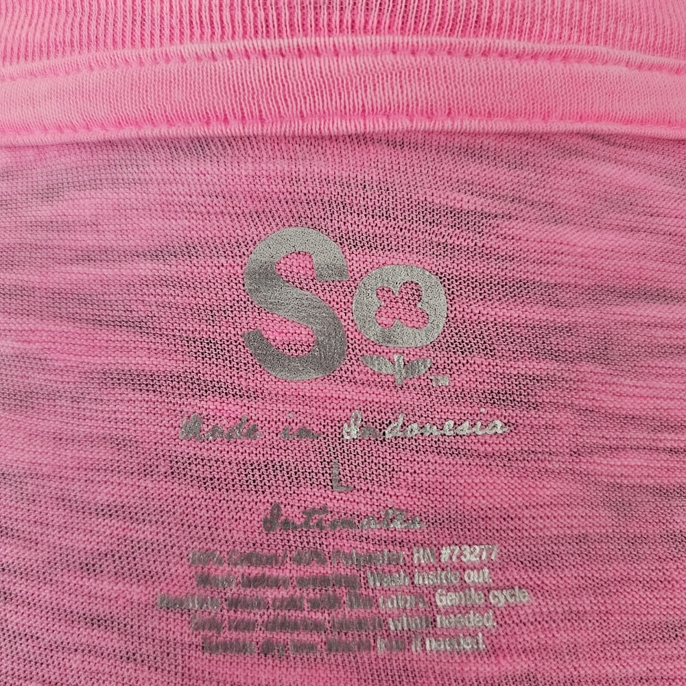 SO Bright Pink V-Neck Short Sleeve Tee - Picture 4 of 4